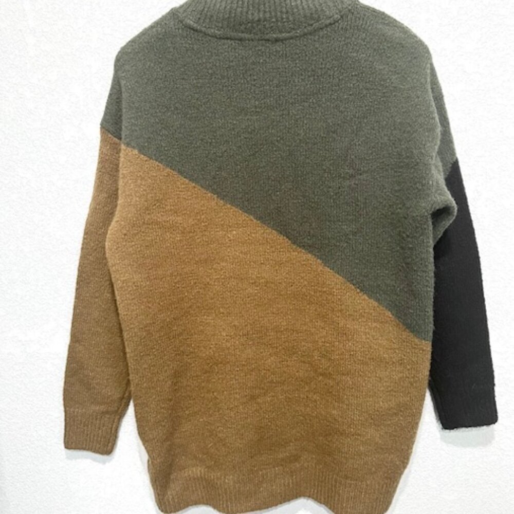 RDI Womens Sweater Long Sleeve Diagonal Color Blocked Brown Green Size XS/TP/XP - Picture 10 of 10